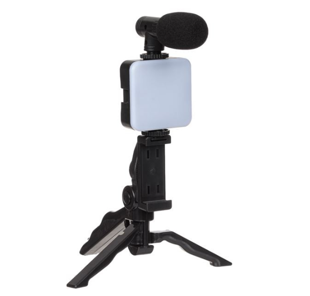 Pachet Pentru Vlogging Sau Streaming, Cu Microfon, Lumina LED Si Suport Telefon, Telecomanda Inclusa