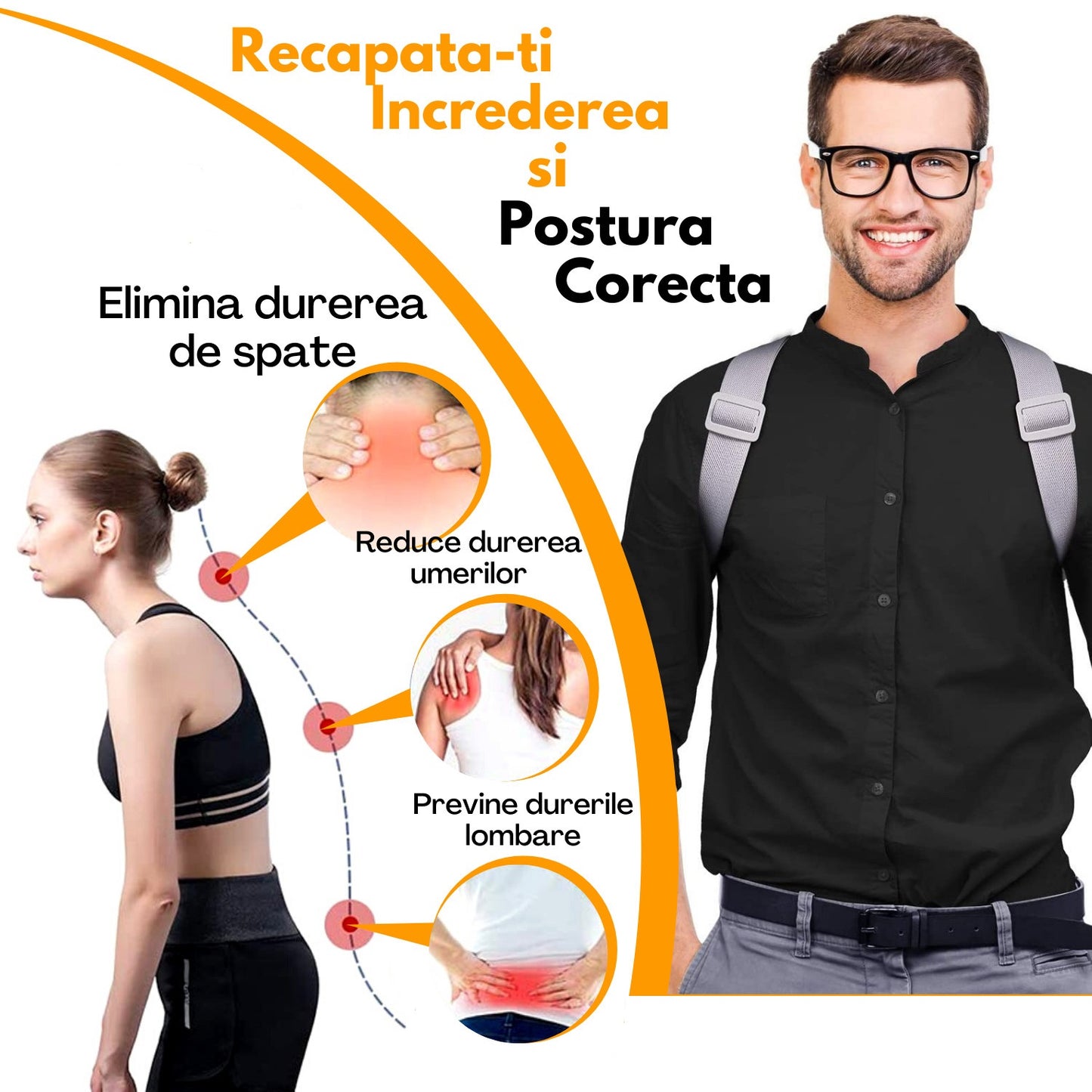 Centura Corectoare Pentru Spate, Cu Afisaj LCD Si Senzor De Vibratie