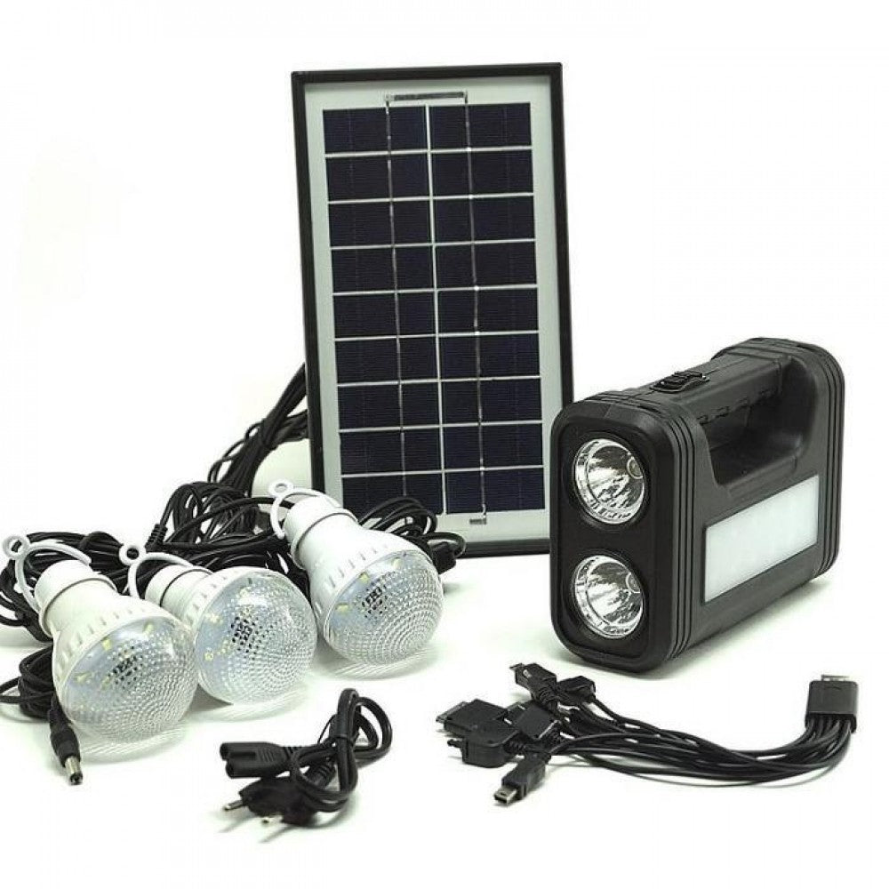 KIT Panou Solar Cu 3 Becuri, Incarcator USB Si Lanterna LP-0061