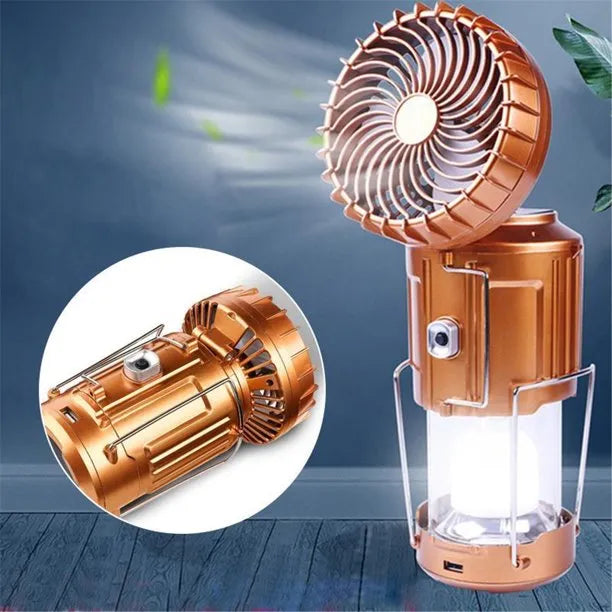Lampa Solara Pentru Camping, Ventilator Incorporat, Lumina LED Cu Raza De 360 De Grade