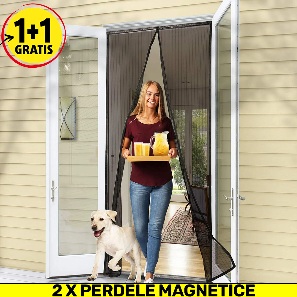 1+1 GRATIS - Plasa Pentru Usa, Impotriva Insectelor, Cu Magnet, Dimensiune 210 x 100 cm