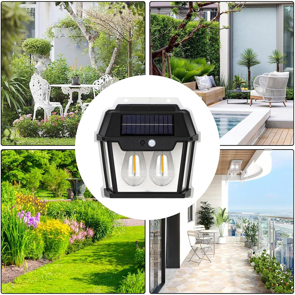 Lampa Solara De Perete Cu 2 Becuri LED, Cu Senzor de Miscare si Lumina, 3 Moduri de Iluminare, Rezistenta la Apa
