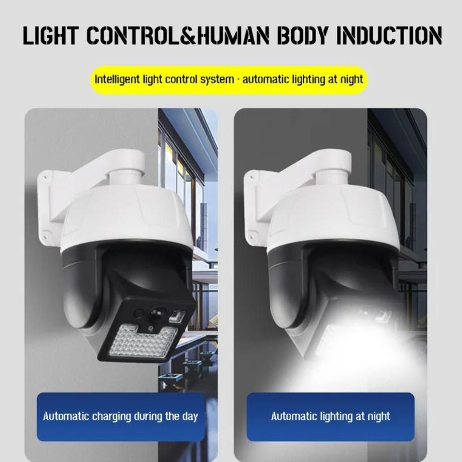Set 1 + 1 Lampa cu Incarcare Solara, Tip Camera De Supraveghere, Control prin Telecomanda, Senzor De Miscare