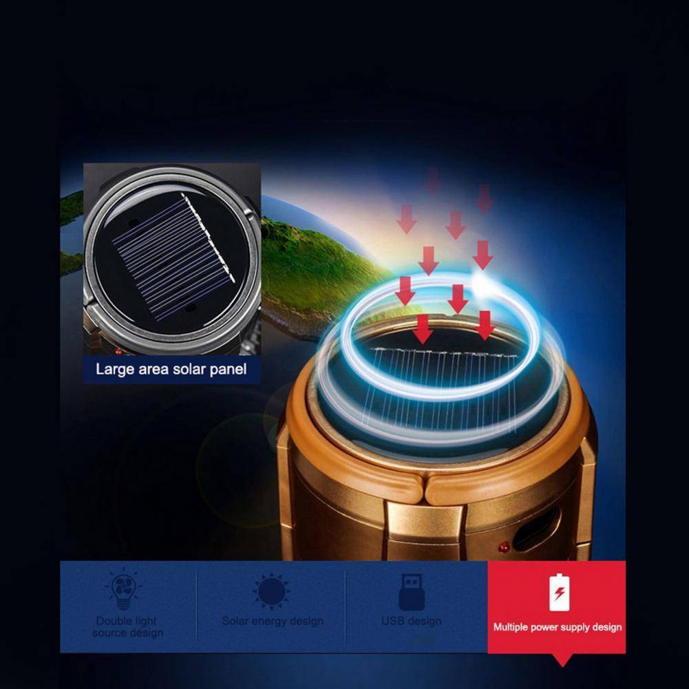 Lampa Solara Pentru Camping, Ventilator Incorporat, Lumina LED Cu Raza De 360 De Grade