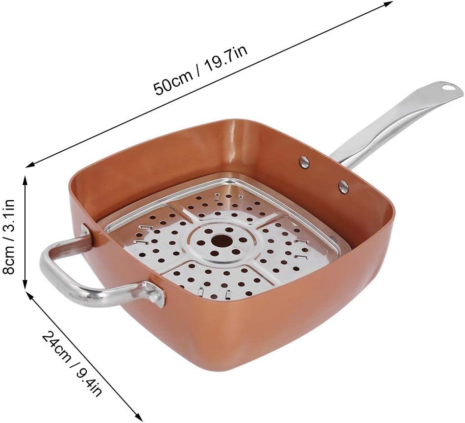 Tigaie Antiaderenta Multifunctionala, 5 Piese, Functie de Friteuza, Gatire La Aburi, 24 Cm + Capac