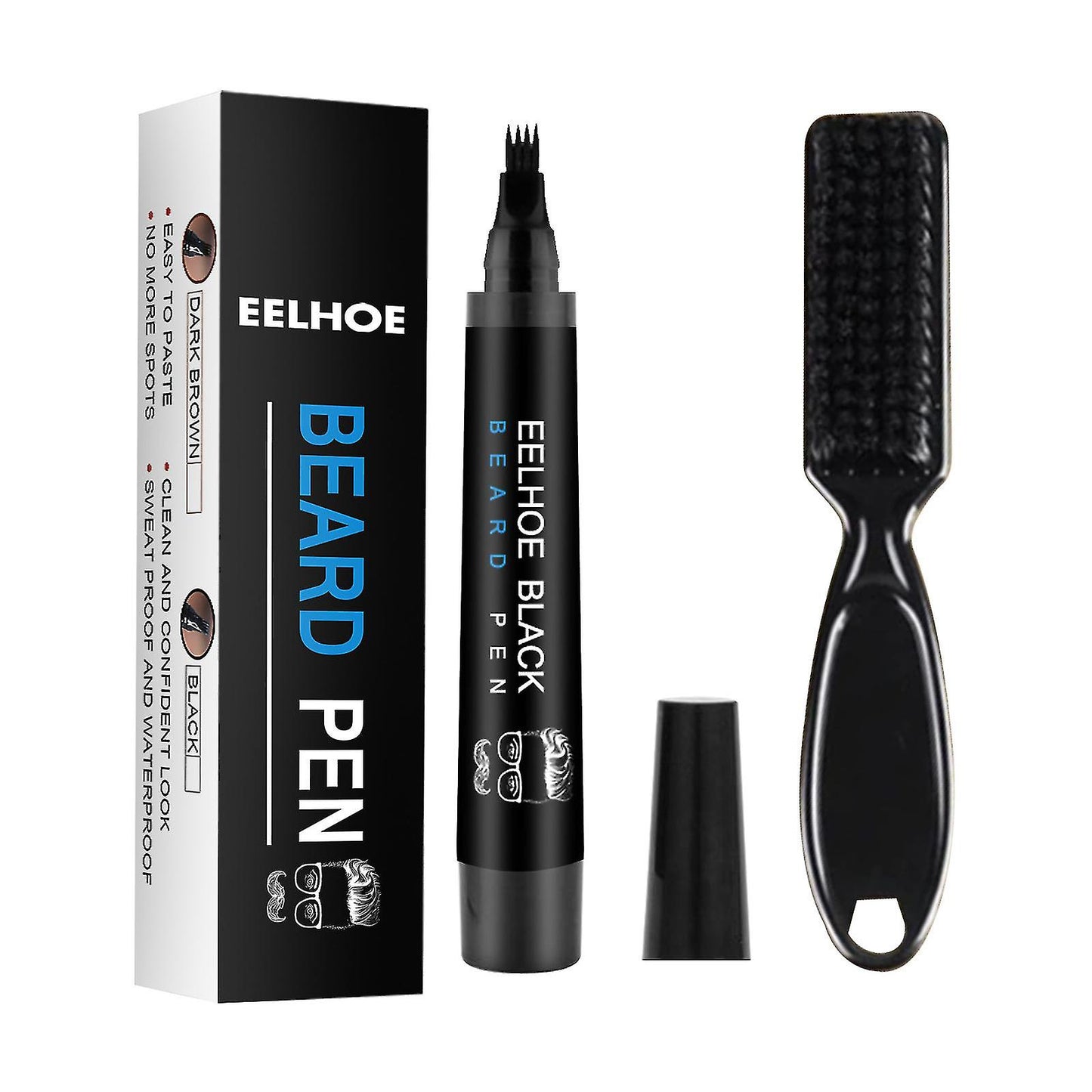 Creion De Barba Pentru Barbati, Rezistent La Apa Si Transpiratie, Culoare Negru, Pieptene Barba Inclus
