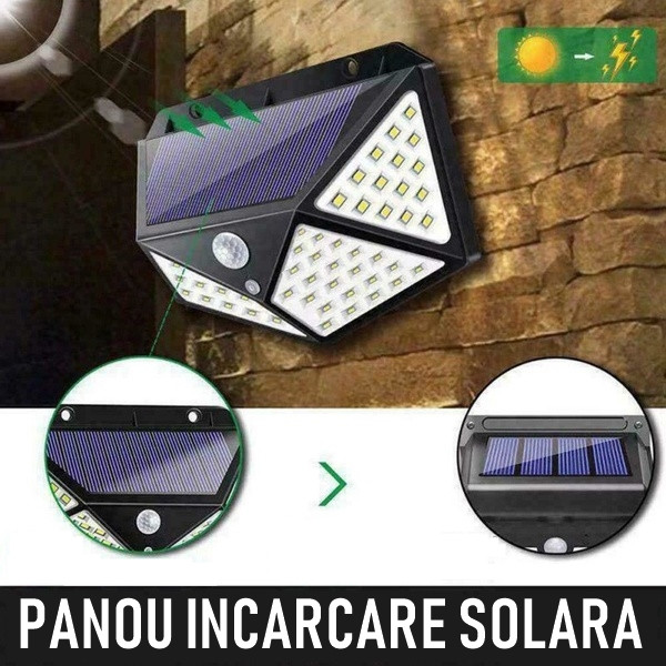 Set 4 Lămpi Solare cu 100 LED-uri 💡 – Iluminat Puternic pentru Curte + Kit de Prindere CADOU 🎁