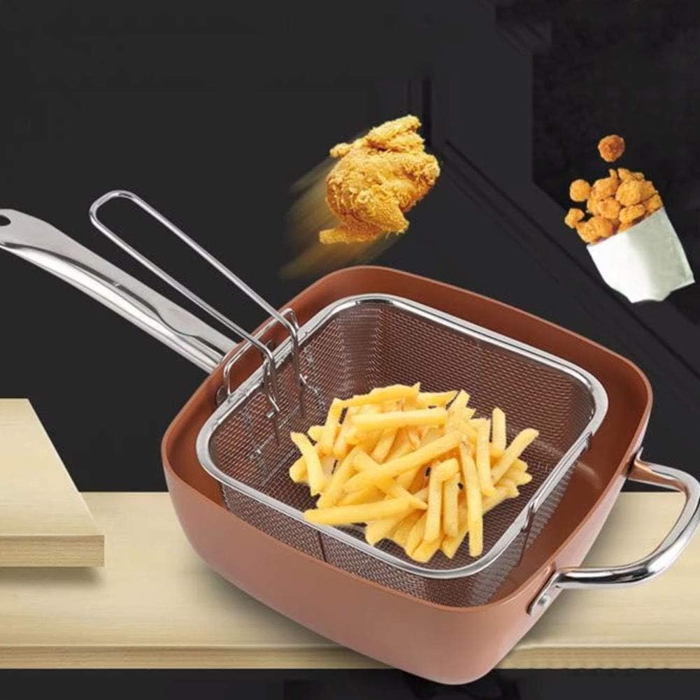 Tigaie Antiaderenta Multifunctionala, 5 Piese, Functie de Friteuza, Gatire La Aburi, 24 Cm + Capac