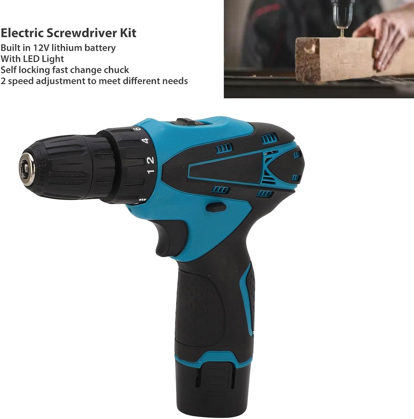 Bormasina Electrica, 2 Baterii 12V, 75 Accesorii + Geanta De Transport CADOU