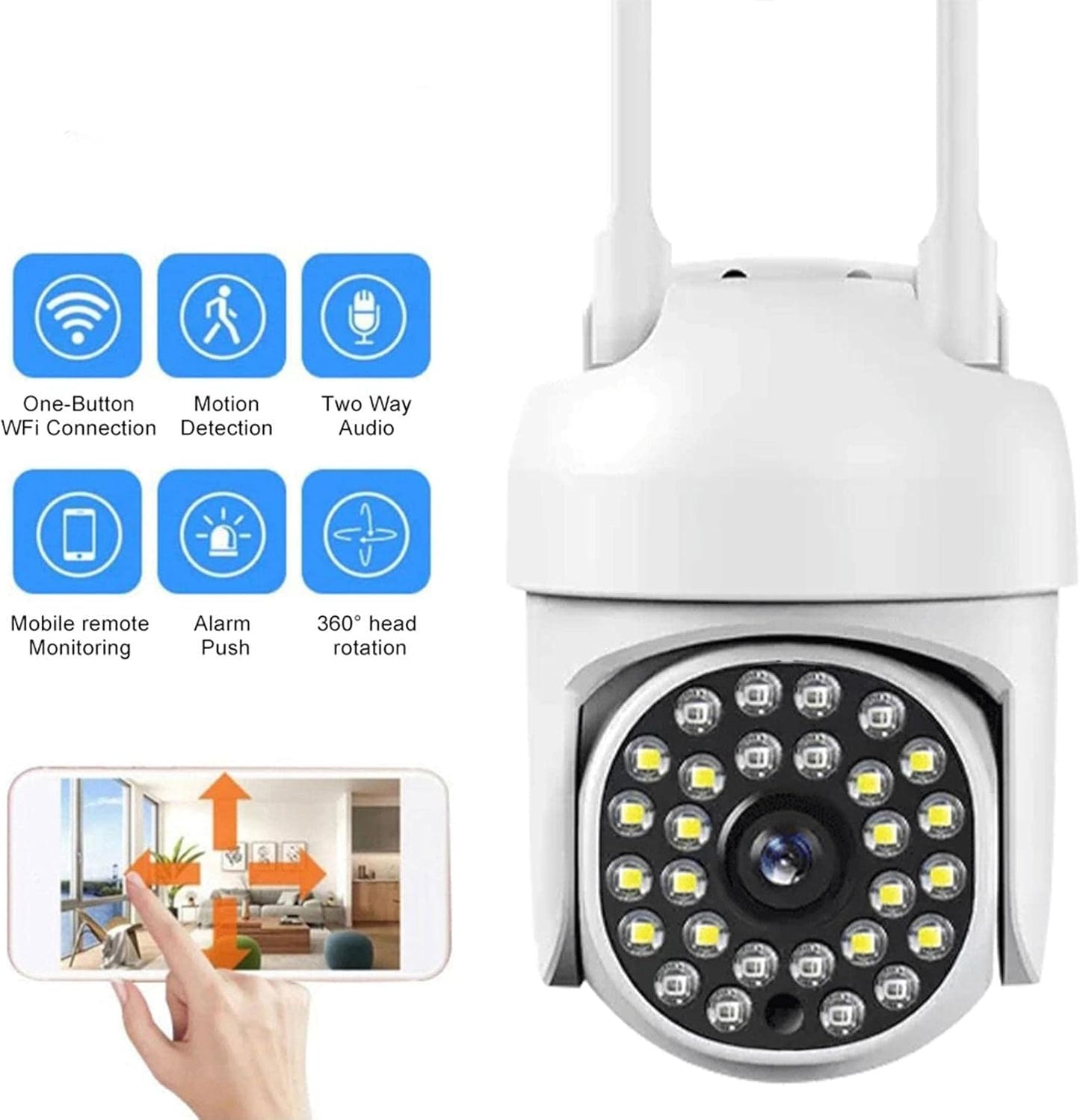 Set 2 Camere De Supraveghere Jortan JT8161QJ, Cu Senzor de Miscare, Conexiune Wifi, Vizualizare Live Pe Telefon + 2 Carduri 64 GB CADOU