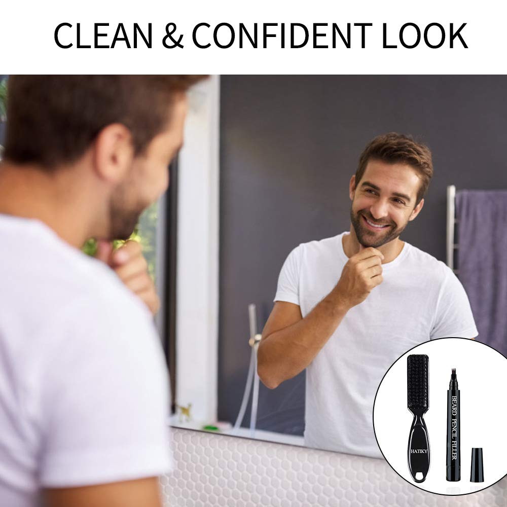 Creion De Barba Pentru Barbati, Rezistent La Apa Si Transpiratie, Culoare Negru, Pieptene Barba Inclus