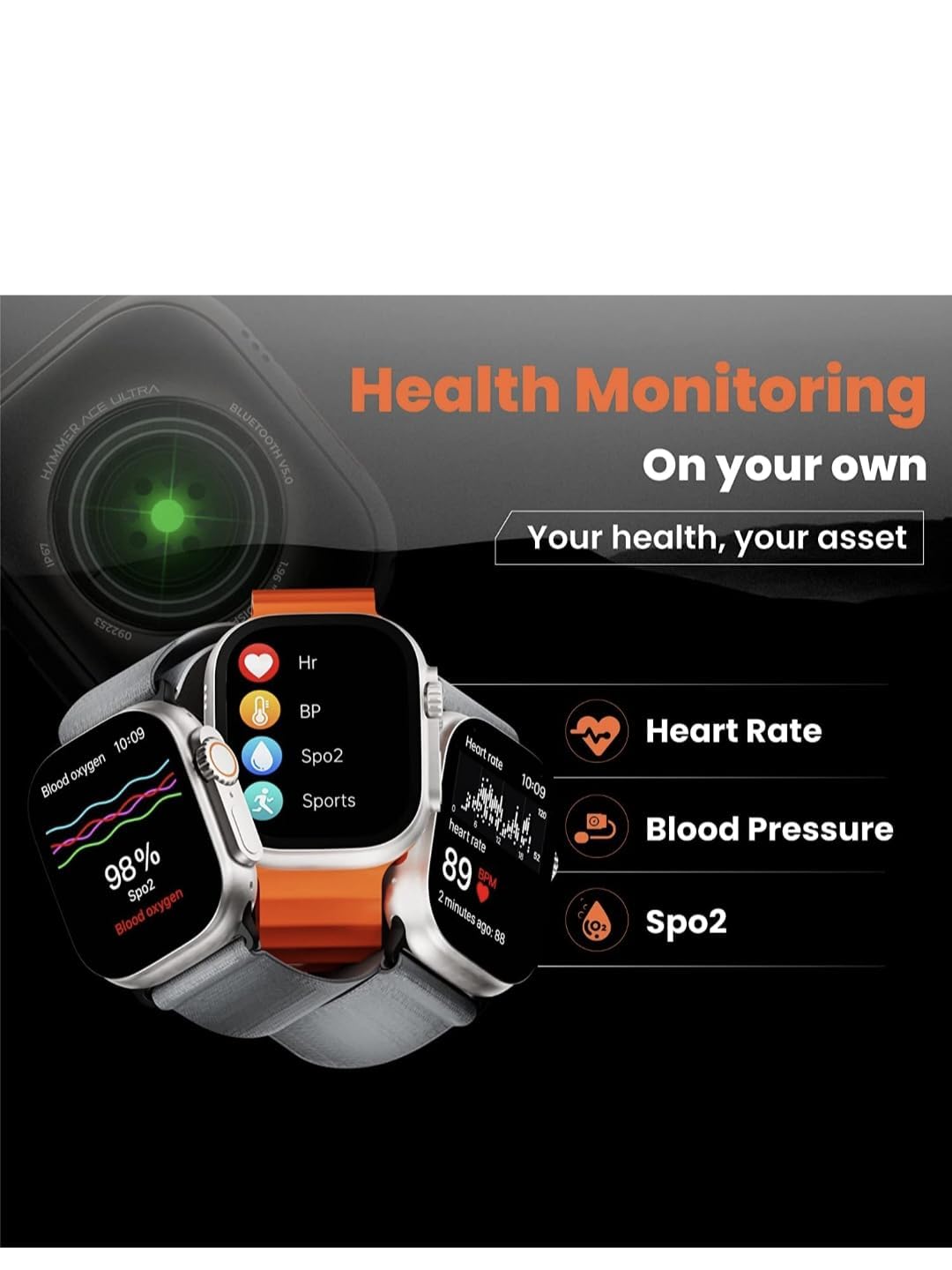 Smartwatch Ultra II cu Incarcator Wireless, Notificari Apel si Retele Sociale + Monitorizare Sanatate