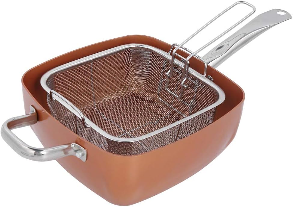 Tigaie Antiaderenta Multifunctionala, 5 Piese, Functie de Friteuza, Gatire La Aburi, 24 Cm + Capac
