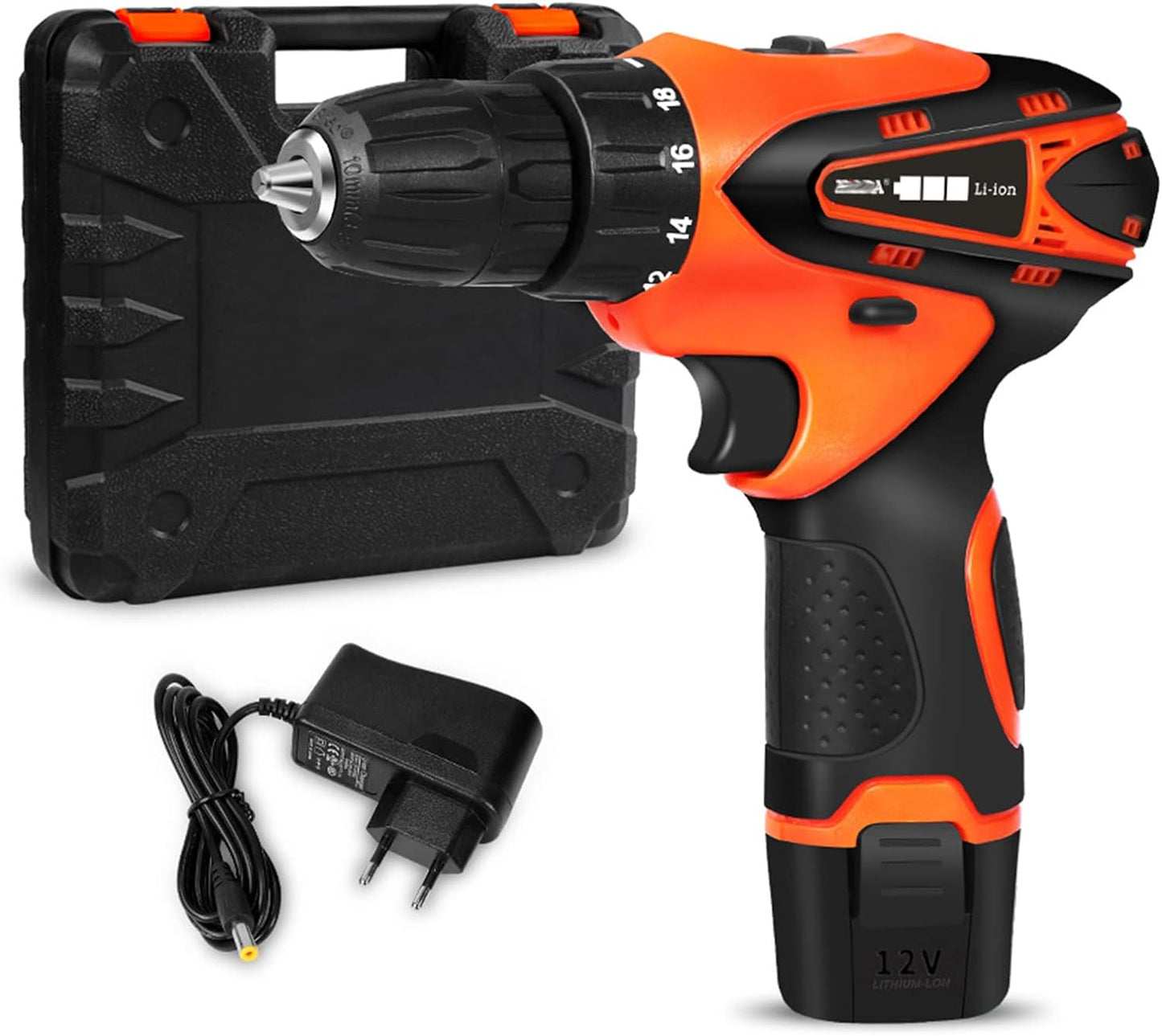 Bormasina Electrica cu 2 Acumulatori, 12V, 25 De Accesorii + Geanta De Transport CADOU