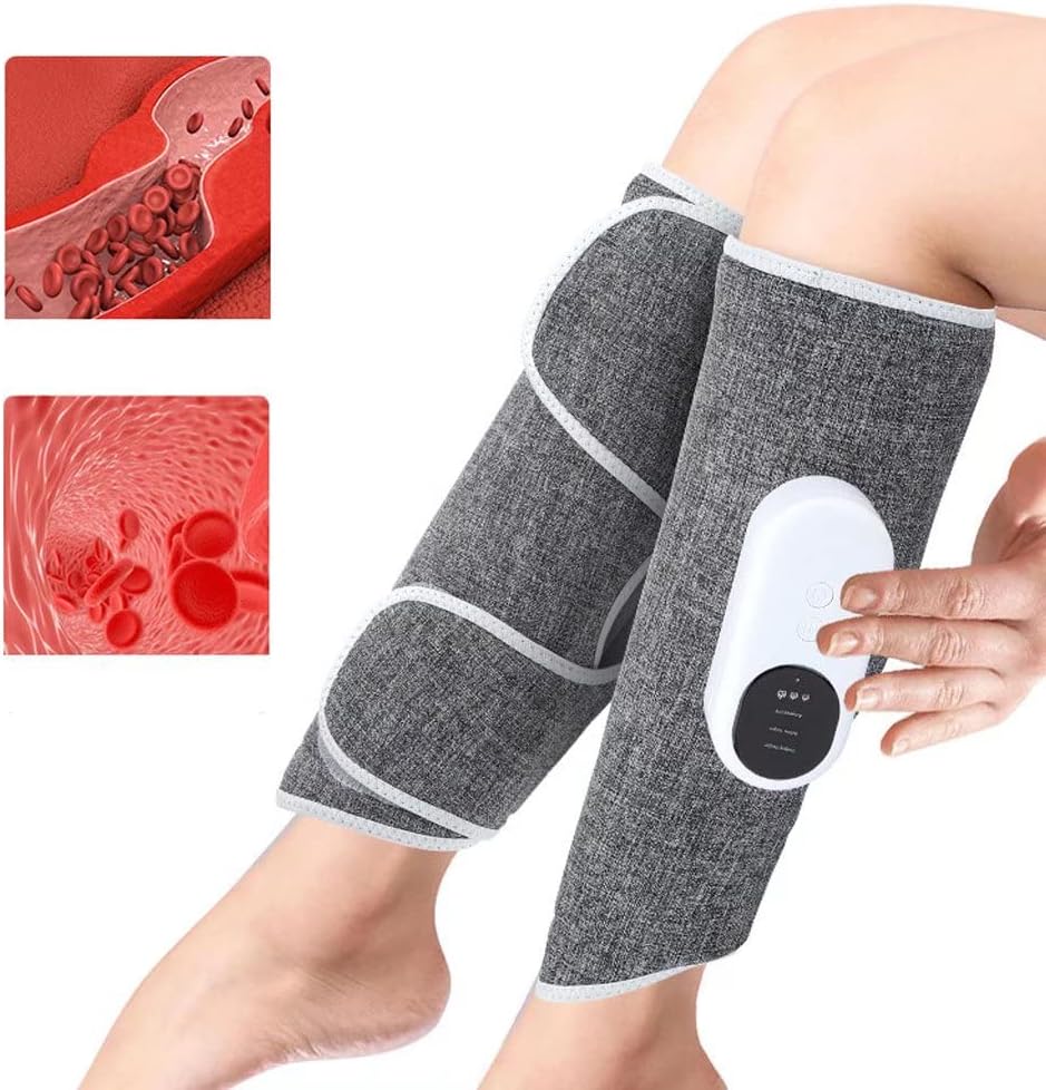 Dispozitiv De Masaj Cu Incalzire si Compresie Aer, Pentru Gambe si Picioare, Cu Afisaj Digital si Acumulator, 6 Moduri de Masaj
