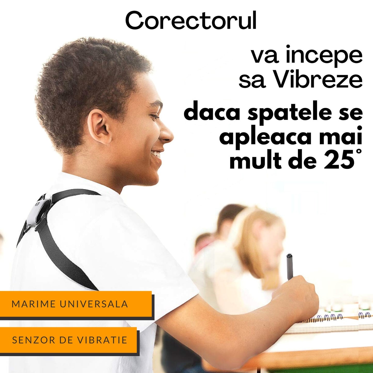 Centura Corectoare Pentru Spate, Cu Afisaj LCD Si Senzor De Vibratie