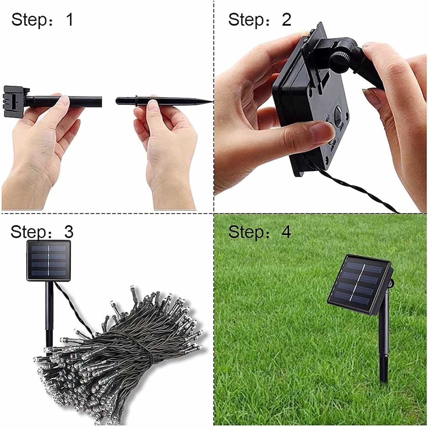 1+1 GRATIS: Instalatie De Craciun, Cu Incarcare Solara, 100 LED-uri Mari si Luminoase, Rezistenta La Apa, Albastru, 10m