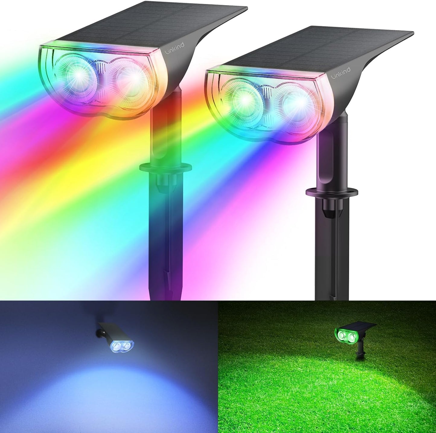 Lampa Solara RGB cu LED-uri Colorate, Panou Solar, Sistem de Prindere, 7 Culori, Pornire si Oprire Automata