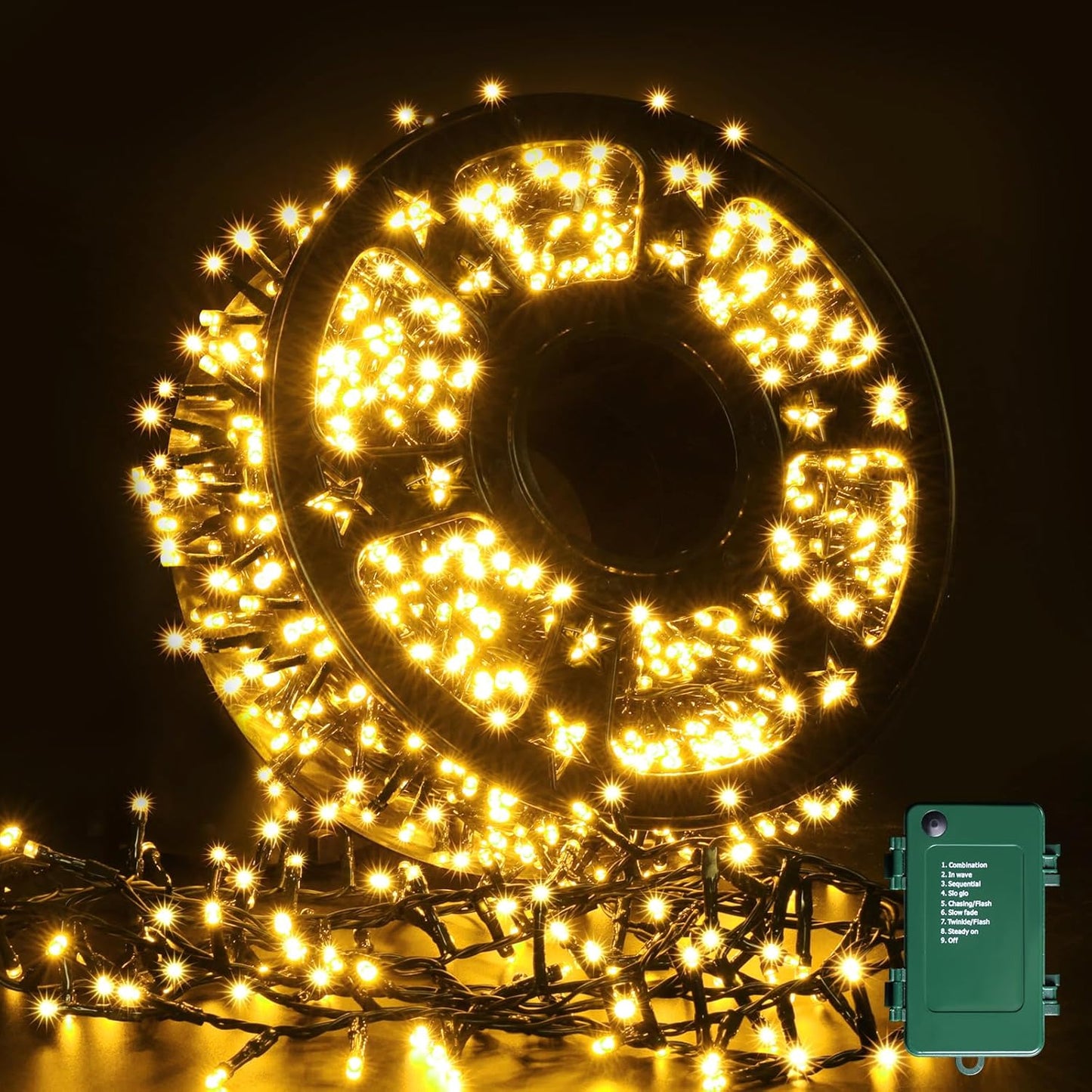 1+1 GRATIS: Instalatie De Craciun, Tip Rola, Cu 500 LED-uri Mari, Interior sau Exterior, Rezistenta La Vreme Rea, 50 m, Alb Cald