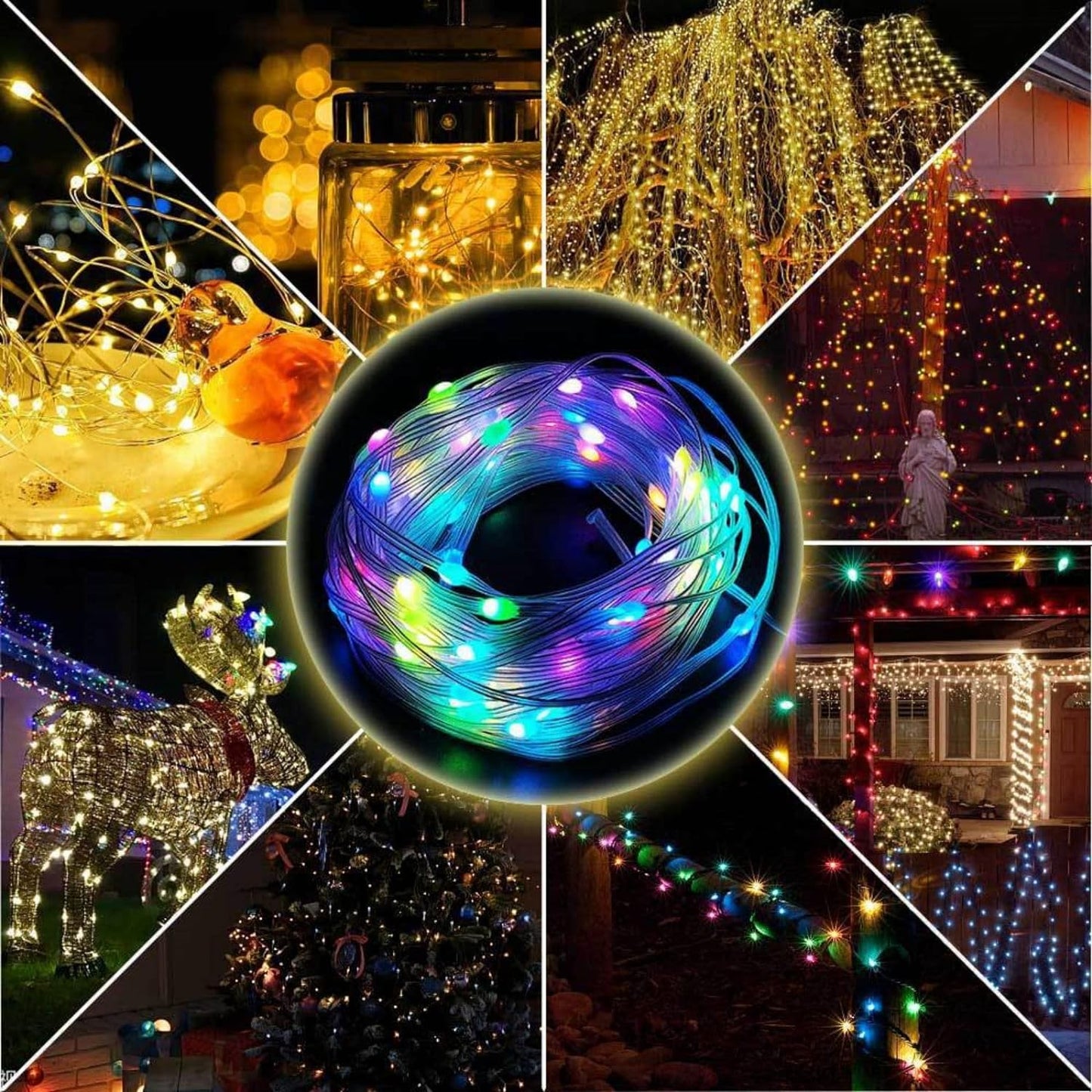 Ghirlanda Luminoasa Cu 100 LED-uri RGB, Control Prin Telecomanda si Aplicatie Smart, 10 m Lungime
