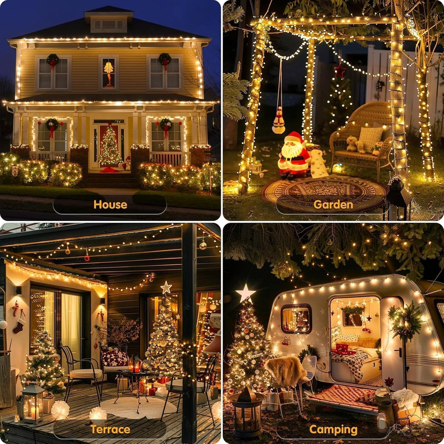 1+1 GRATIS: Instalatie De Craciun, Tip Rola, Cu 500 LED-uri Mari, Interior sau Exterior, Rezistenta La Vreme Rea, 50 m, Alb Cald