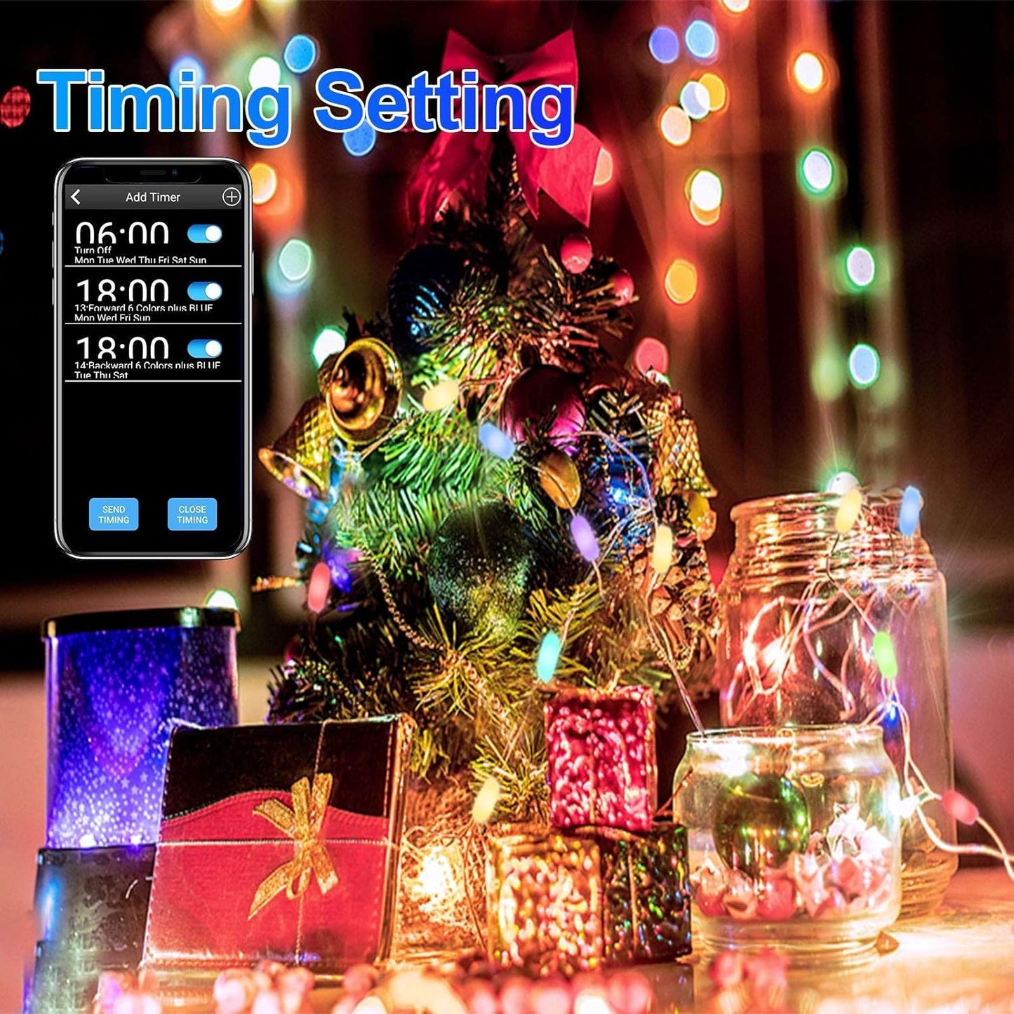 Ghirlanda Luminoasa Cu 100 LED-uri RGB, Control Prin Telecomanda si Aplicatie Smart, 10 m Lungime
