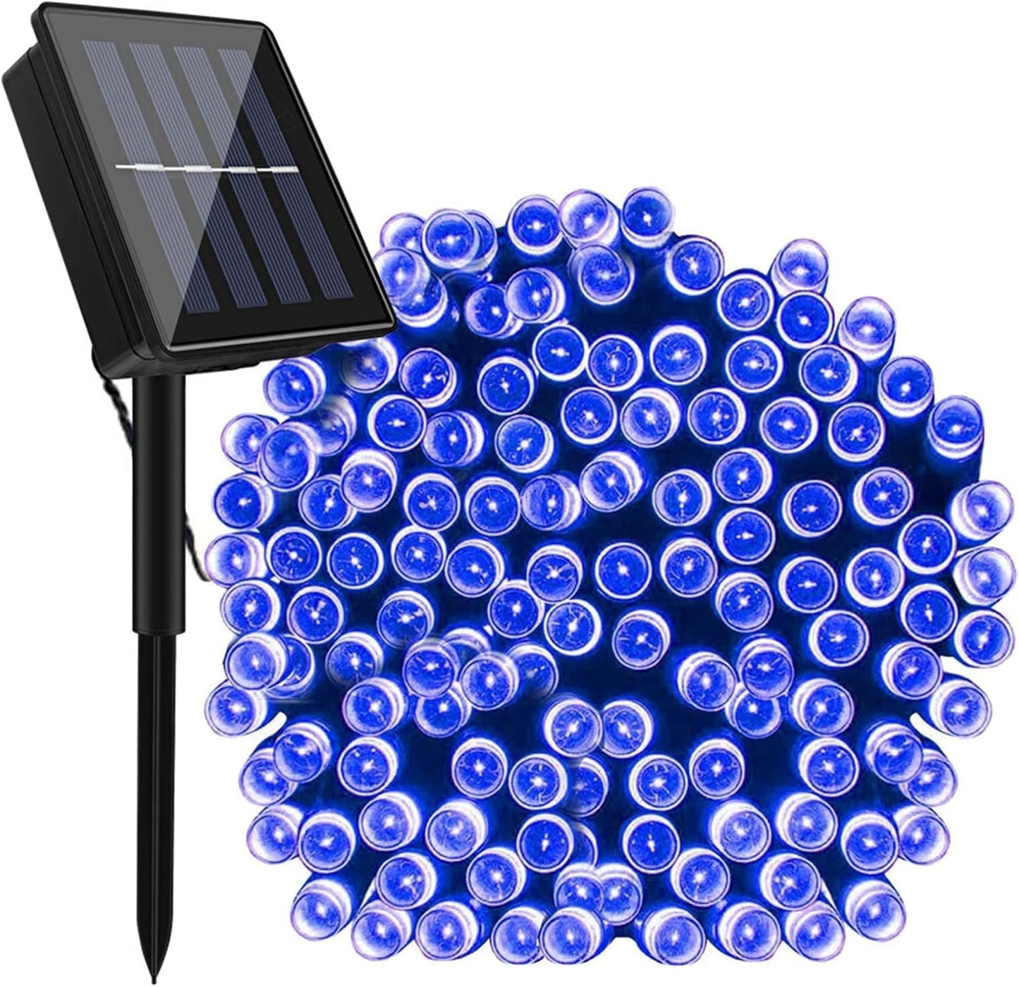 1+1 GRATIS: Instalatie De Craciun, Cu Incarcare Solara, 100 LED-uri Mari si Luminoase, Rezistenta La Apa, Albastru, 10m