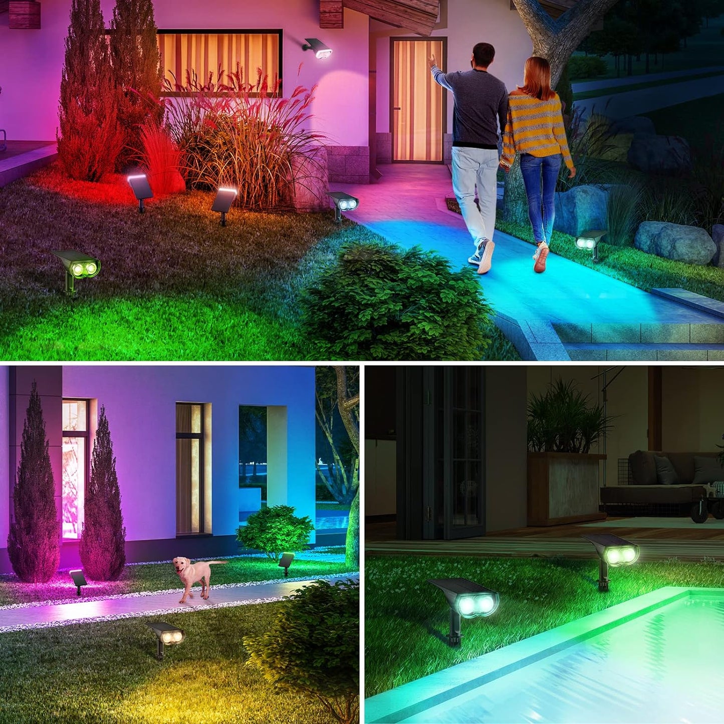 Lampa Solara RGB cu LED-uri Colorate, Panou Solar, Sistem de Prindere, 7 Culori, Pornire si Oprire Automata