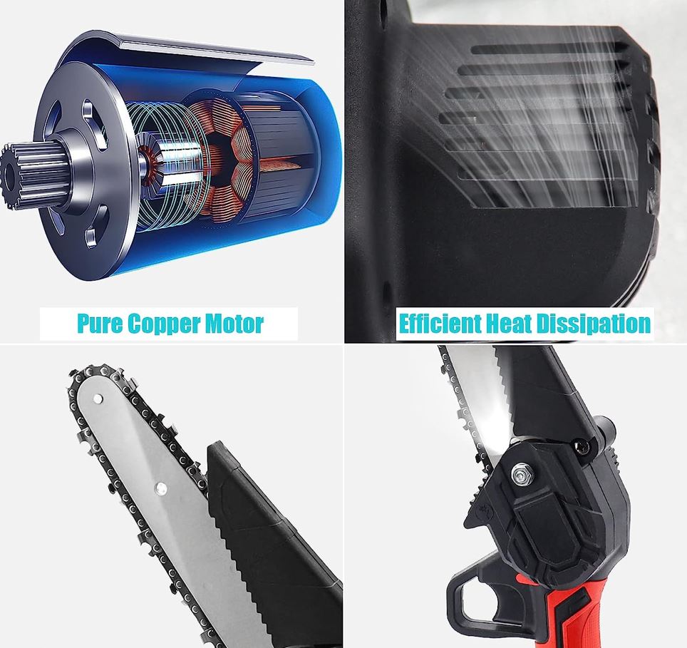 Drujba Electrica Cu Ungere, cu 2 x Acumulatori 24V, 2 x Lama Lunga de 21 cm, 2 x Lant, Geanta Transport CADOU