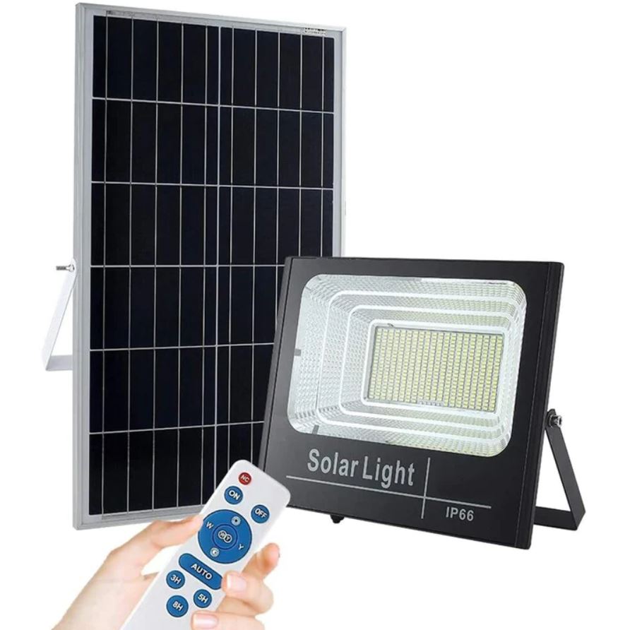Proiector LED cu Panou Solar, 200W, Control Prin Telecomanda, Senzor Crepuscular