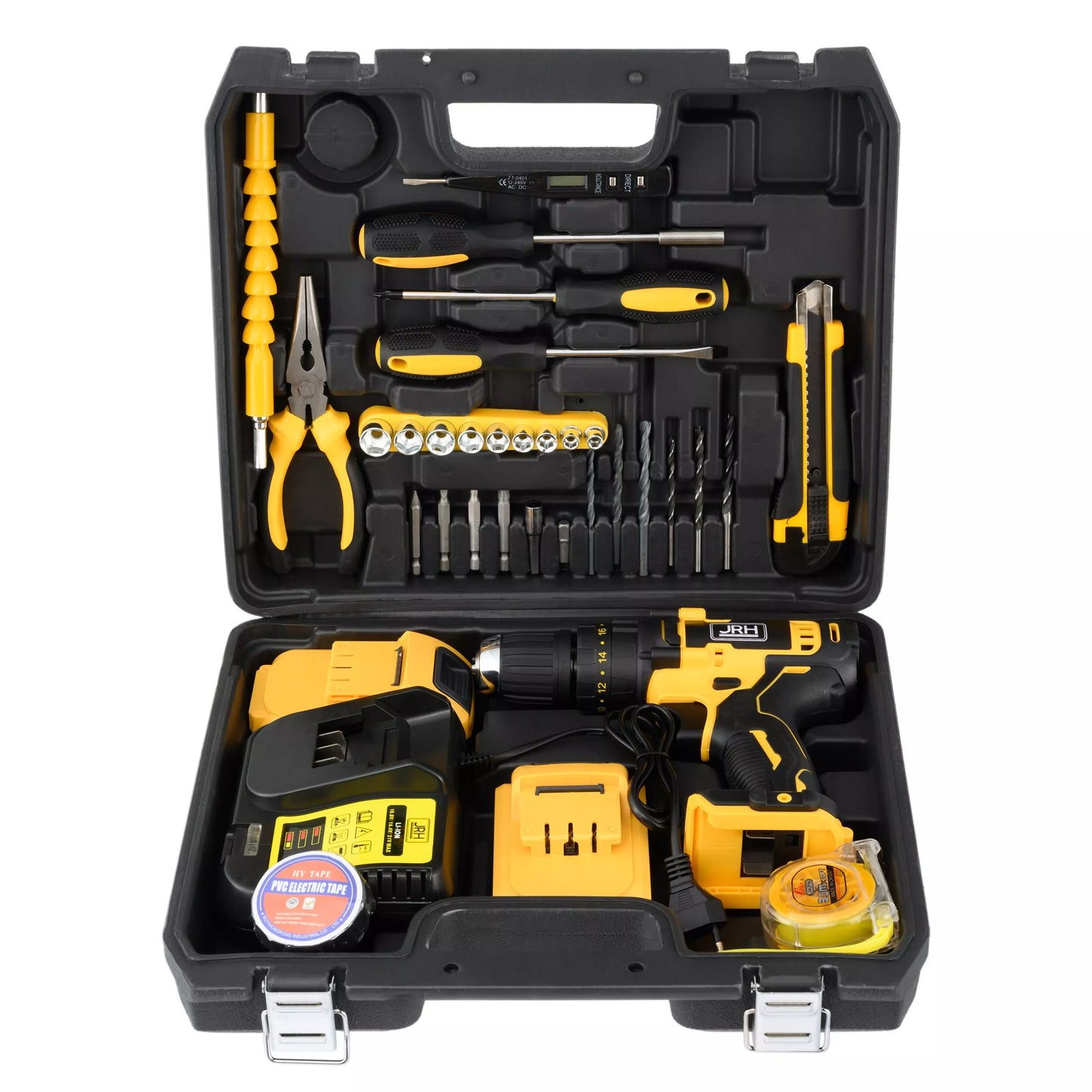 Trusa Bormasina Cu 2 Acumulatori De 20V, Incarcator Pentru Acumulatori, 23 De Accesorii, Geanta De Transport Din Plastic