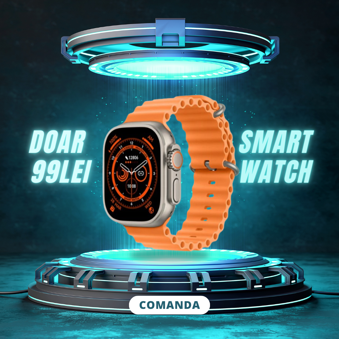 SmartWatch T800 Ultra cu Incarcator Wireless, Notificari Apel si Retele Sociale + Monitorizare Sanatate
