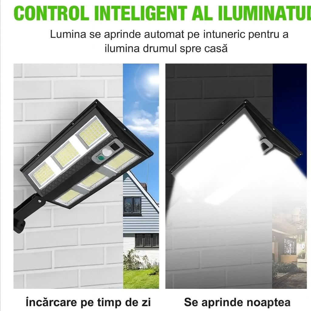 1+1 GRATIS Lampa Solara Puterinca LED 210 Cu Senzor De Miscare Si Telecomanda Iluminare Puternica, Fara Facturi La Curent