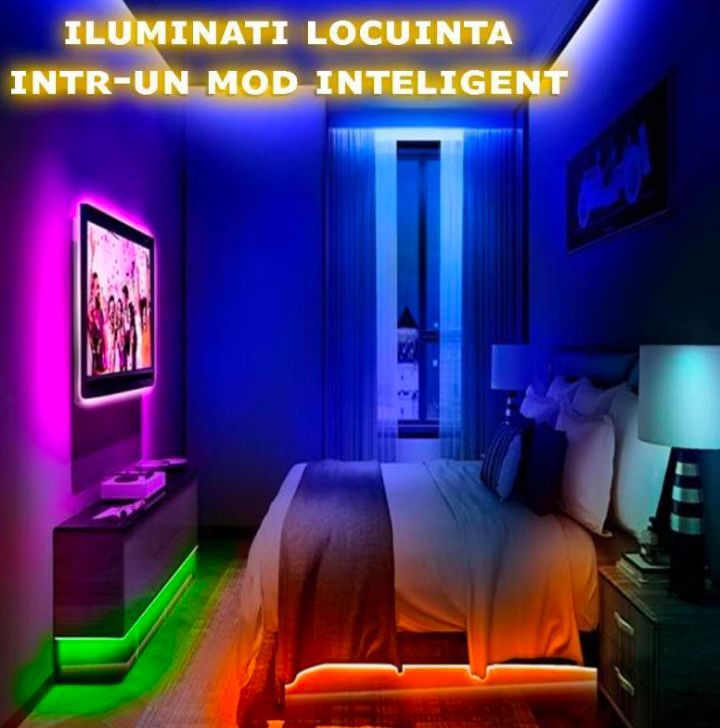 1+1 GRATIS: Banda Led Smart RGB - Cu Telecomanda + Control Din Telefon