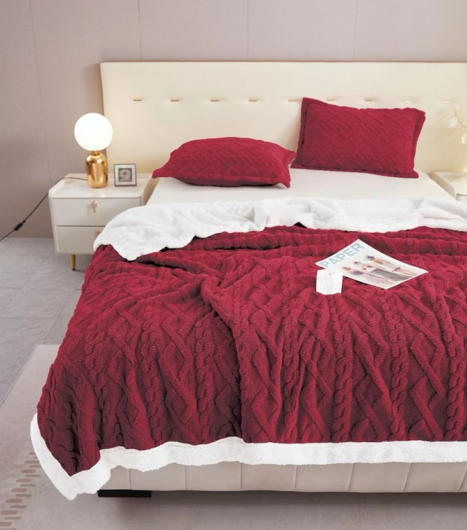 REDUCEREA ZILEI: Patura Cocolino Groasa Dubla, Super Soft, Tip Tricotaj, cu Blanita, 200 x 230 cm