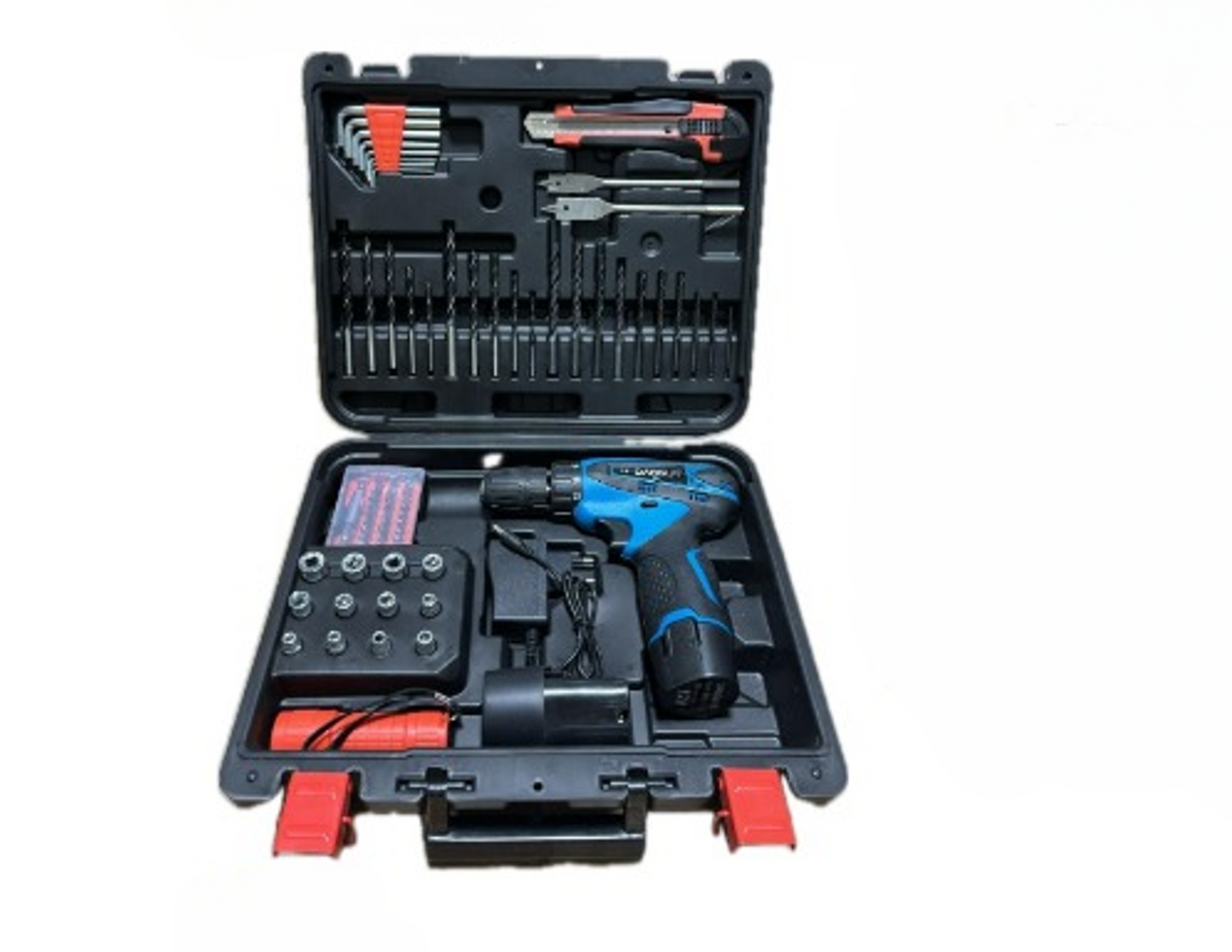 Bormasina Electrica, 2 Baterii 12V, 75 Accesorii + Geanta De Transport CADOU