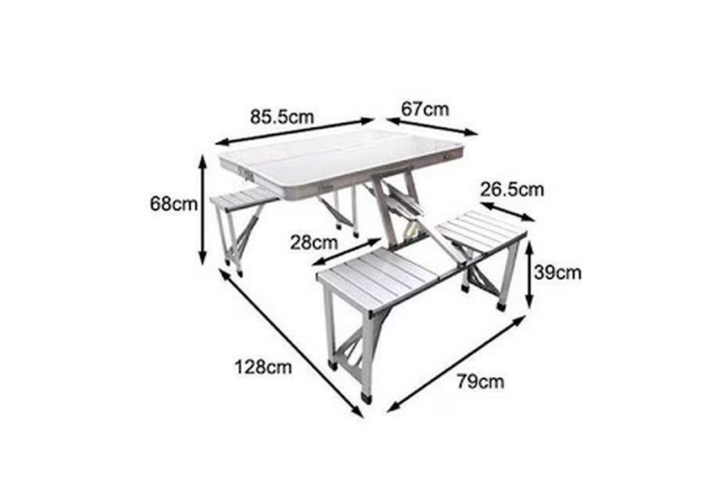 Masa Pliabila, Tip Geamantan, Cu 4 Scaune si Suport Umbrela, Din Aluminiu