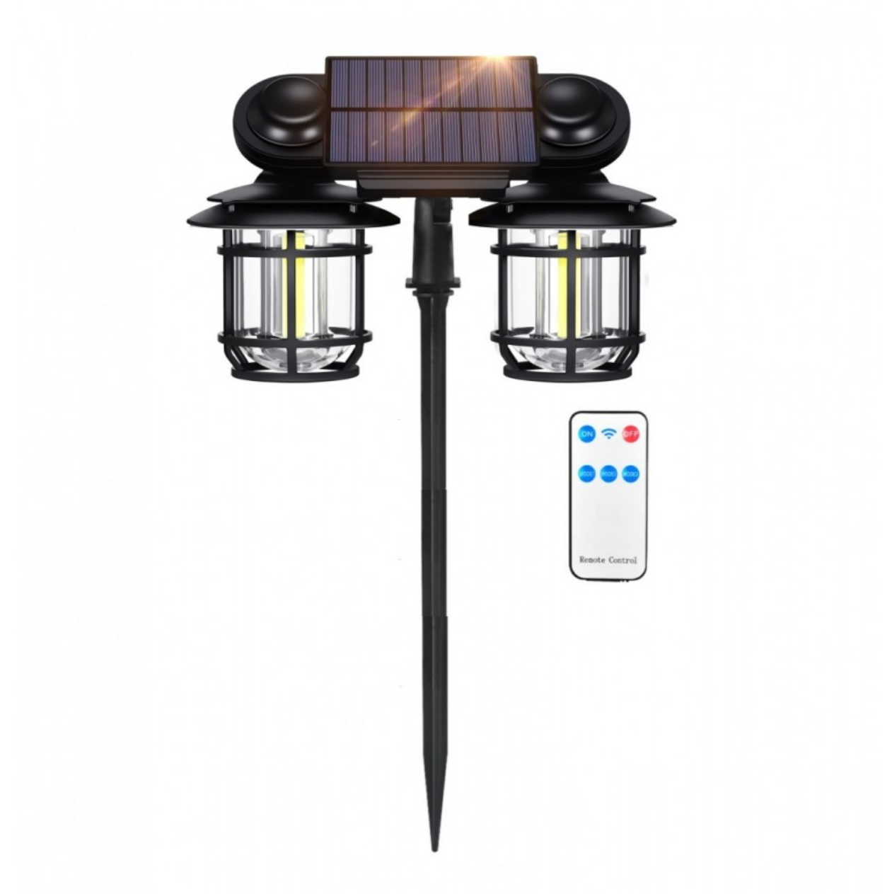 Felinar Dublu Cu Incarcare Solara, Super Luminos, 192 LED-uri COB, Cu Senzor de Miscare si Telecomanda, Impermeabil