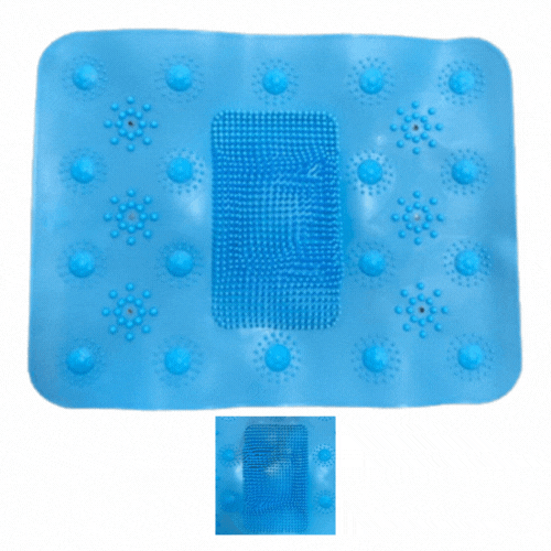 Covoras Antiaderent Pentru Baie, Cu Peri Din Silicon, 42x31 cm, Albastru
