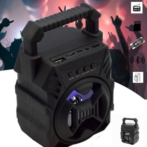 Boxa Portabila cu Bluetooth, Iluminare LED, Incarcare USB, Slot Card Micro SD, Negru