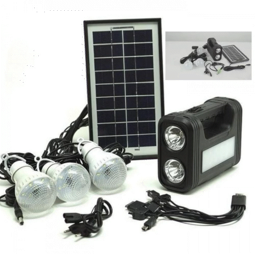 KIT Panou Solar Cu 3 Becuri, Incarcator USB Si Lanterna LP-0061