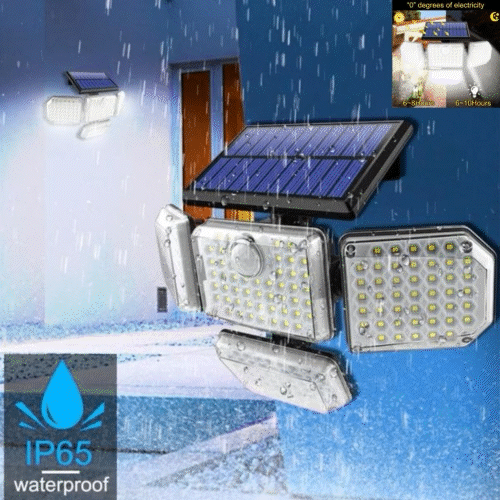 Lampa Solara Cu 4 Capete, Panou Solar Integrat, Rezistenta La Apa Si Praf, 3 Moduri De Iluminare