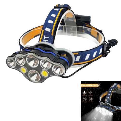 Lanterna Pentru Cap, Cu Becuri LED, Rezistenta La Apa, 8 Moduri De Iluminare, Incarcare USB