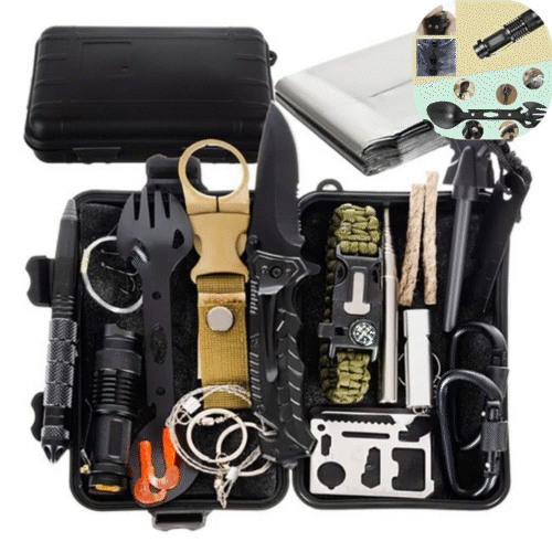 Kit Multifunctional Pentru Supravietuire, Ideal Pentru Cutremure si Situatii Extreme, 32 Piese, Trusa Pentru Depozitare Inclusa