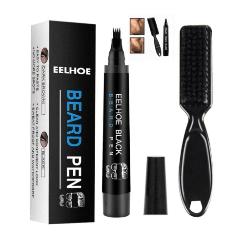 Creion De Barba Pentru Barbati, Rezistent La Apa Si Transpiratie, Culoare Negru, Pieptene Barba Inclus