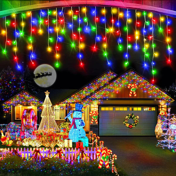 1+1 GRATIS: Instalatie de Craciun, Tip Turturi, 8 Jocuri de Lumini, Interior sau Exterior, 12m Multicolor