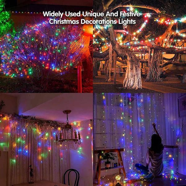 1+1 GRATIS: Instalatie de Craciun, Tip Turturi, 8 Jocuri de Lumini, Interior sau Exterior, 12m Multicolor