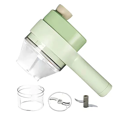 Maruntitor 4in1 Electric pentru Alimente Ideal pentru Taiere Carne, Legume, Fructe, Portabil, Culoare Verde