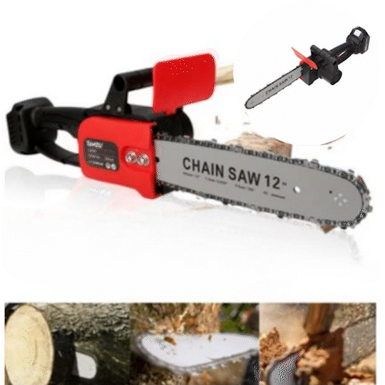 Drujba Electrica, Cu 2 x Lama 31 cm (12 INCH), 2 x Lant, 1 x Acumulator 48 V, Geanta De Transport CADOU