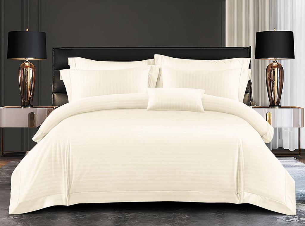 Lenjerie de Pat Dublu, Din Material Premium Damasc Hotelier Lux, 6 Piese